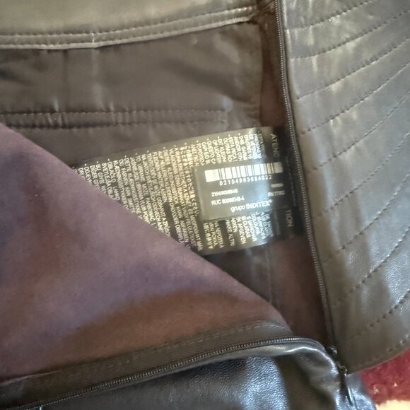 ZARA SRPLS Sheepskin Leather Barrel Leg Buckled Waist Chocolate waist 32"-NWT - Picture 8 of 14